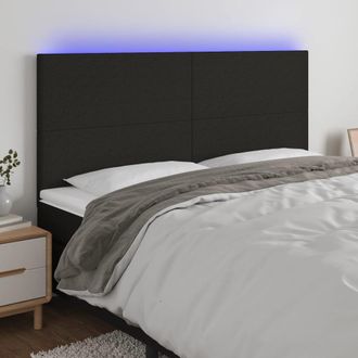 vidaXL Cabecero Con Luces Led Tela Negro 160x5x118/128 Cm Vidaxl