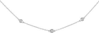 House of Brilliance 14K White Gold 1/2 Cttw Bezel Set Diamond Station Necklace