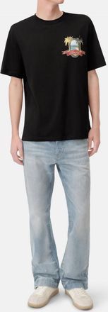 Amiri Long Straight Flare Jeans In Medium Indigo