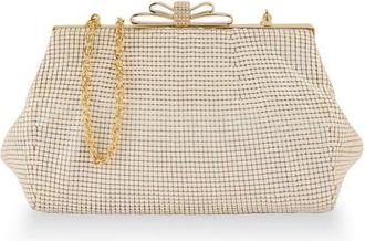 Whiting & Davis Blake Bow Clutch in Pearl at Nordstrom