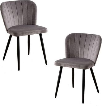 Regalos Miguel Packs Sillas Comedor - Pack 2 Sillas Luk Terciopelo - Gris Oscuro