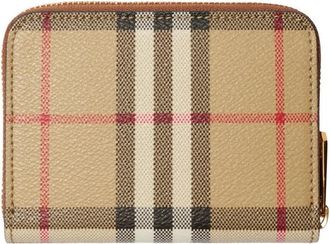 Burberry Burberry Check Coated Cotton Wallet - Beige