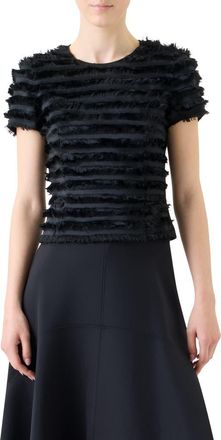 Akris Fringe Stripe Fil Coupé & Knit Top in Black at Nordstrom, Size 10