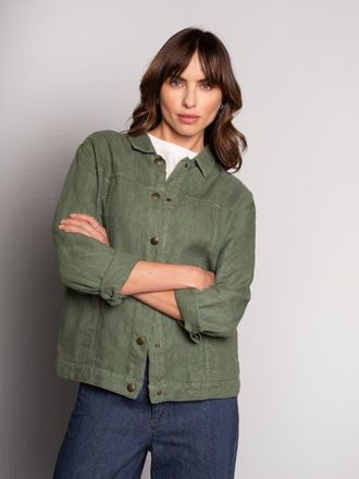 Celtic & Co. Linen Western Jacket in Khaki at Nordstrom, Size 10
