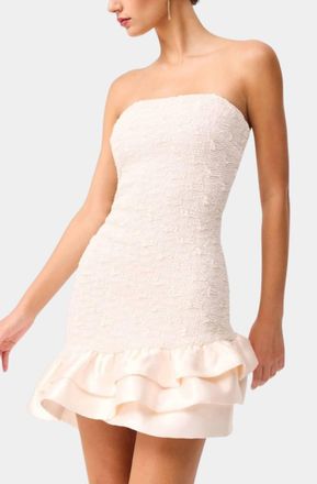 Elliatt Paloma Asymmetrical Mini Dress In Ivory