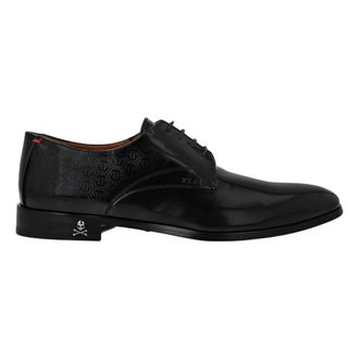 Philipp Plein Leren Veterschoenen Monogram - Heren - Nette schoenen - Zwart - 41 EU - Leer - Schoenen