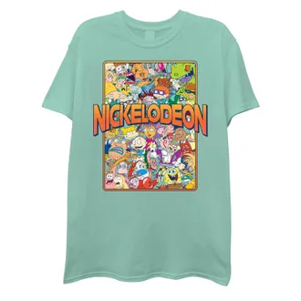 Nickelodeon Mens Rewind Classic Shirt - Rugrats, Ren & Stimpy, and Hey Arnold Tie Dye T-Shirt, Celadon, Medium