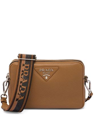 Prada Crossbodytas met logoplakkaat - Bruin