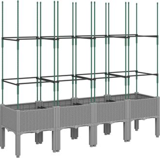 vidaXL Vidaxl - Jardinera Con Enrejado Pp Gris Claro 160x40x142,5 Cm