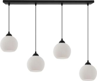 OEM L&aacute;mpara Colgante Riffle Negra 4 Pantallas Planas Blancas Bolas E27