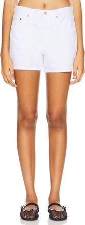 Re/Done Mid Rise Boy Short In White