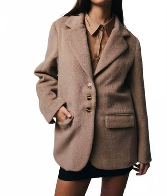Le Lis Blanc Deux Long Sleeve Button Down Coat In Mocha