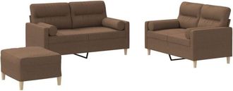 vidaXL Juego De Sof&aacute;s Con Cojines 3 Piezas Tela Marr&oacute;n Vidaxl