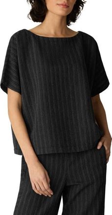 Eileen Fisher Bateau Neck Dolman Sleeve Striped Top in Black/white at Nordstrom, Size X-Small
