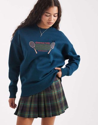 Fred Perry Felpa blu stampata