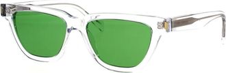 Saint Laurent Vierkant Frame Groene Lens Zonnebril - Dames - Zonnebrillen - Grijs - 53 MM - Accessoires