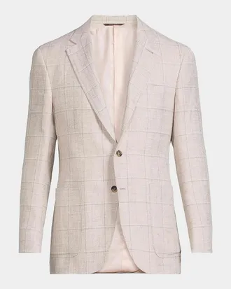 Canali Windowpane Linen-Wool Sportcoat