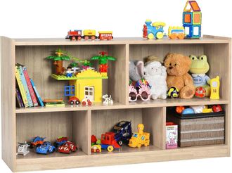 Costway Costway - Librer&iacute;a Para Ni&ntilde;os Y Organizador Juguetes, Mueble De 5 Cubos Para Ordenar Juguetes Mu&ntilde;ecas Y Libros, Estante De Madera Con 5 Compartimiento