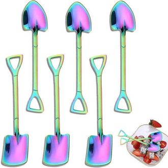 OEM Cucharas De Acero Inoxidable Creativas Para Sand&iacute;a, Helado, Caf&eacute; Y Postres - Juego De 6 Cucharas Coloridas