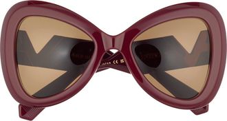 Valentino 55mm Polarized Triangular Sunglasses in Bordeaux Red at Nordstrom Rack