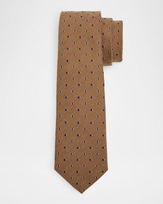 Emporio Armani Mens Bordeaux Micro-Jacquard Silk and Wool Tie