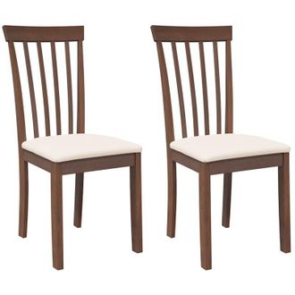 vidaXL Vidaxl - Sillas De Comedor Con Cojines 2 Uds Madera Maciza Marr&oacute;n Caucho
