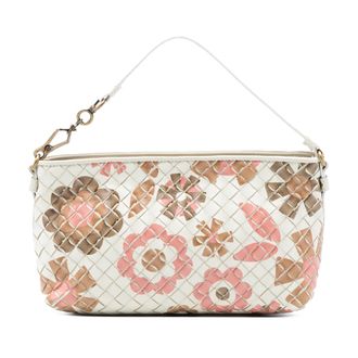 Bottega Veneta Pre-owned Womens Nappa Intrecciato Floral Print Handbag - White Leather - One Size
