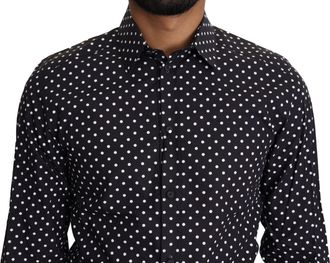 Dolce & Gabbana Mens Black White Polka Dots Casual Shirt Cotton