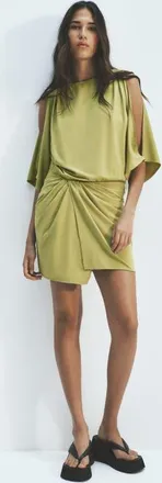 H&M Draped Cold-shoulder Dress in Olive Green at Nordstrom, Size X-Small