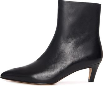 Cesare Gaspari Sleek Puntige Enkellaars met Kittenhak - Dames - Laarzen met Hak - Zwart - 40 EU - Leer - Schoenen