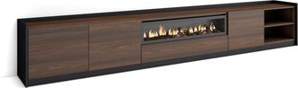 Skraut Home Skraut Home - Mueble Tv, Televisi&oacute;n, 310x37x50cm, Para Tv Hasta 80, Chimenea El&eacute;ctrica, Roble Oscuro Y Negro