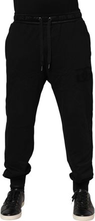 Dolce & Gabbana Black Cotton Drawstring Jogger Mens Pants