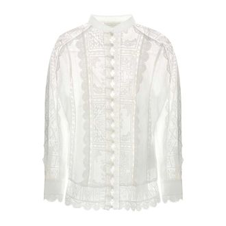 Zimmermann Shirts, female, White, Size: S Aster Embroidered Blouse
