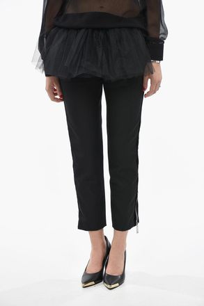Dsquared2 Pantaloni Tuxedo a Gamba Dritta con Zip Laterali e Dettaglio in Tulle Dsquared2