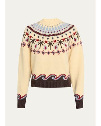 Alanui Sweet Winter Fair-Isle Wool Knit Crewneck Sweater