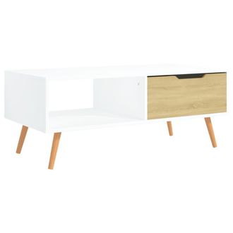 vidaXL Mesa De Centro Madera Ingenier&iacute;a Blanco Y Sonoma 100x49,5x43 Cm Vidaxl