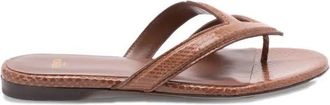 Fendi Womens Caramel Leather Thong Slippers - Tan - Size EU 37