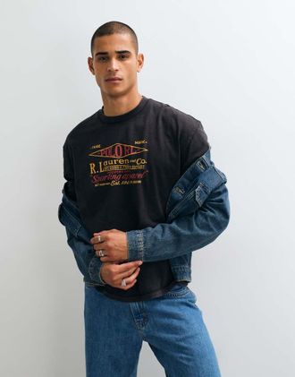 Polo Ralph Lauren t-shirt relaxed fit con stampa vintage nera-Verde