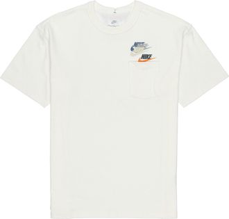 Nike Mens Nike As Nsw Tee Prem Pocket Casual Breathable Round Neck Logo Solid Color Short Sleeve White T-Shirt DV3316-133