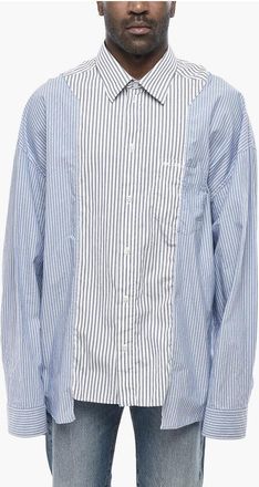 Balenciaga Two-Tone Striped Shirt With French Collar size M