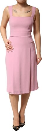 Dolce & Gabbana Pink Viscose Sleeveless Sheath Midi Womens Dress (Pre-Owned)