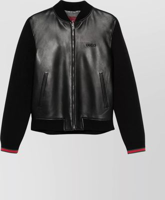 Gucci leather and knit bomber jacket