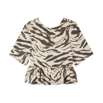 Ganni Blusa con Estampado de Zebra y Bajo Peplum - Blouses & Shirts - Mujer - Multicolor - XS