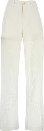 Marine Serre Womens White Cotton Pant - Ivory - Size Medium