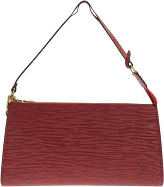 Louis Vuitton Red Color Leather Pochette Pouch (Pre-Owned)