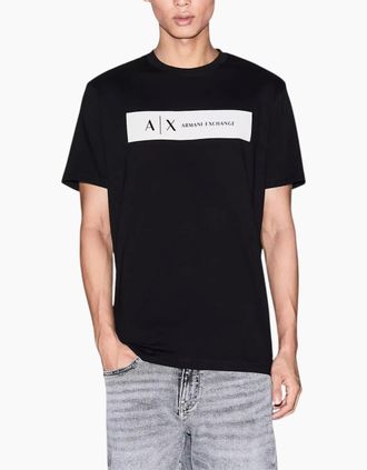 Armani Mens Armani Exchange Mens T-Shirts Summer Top - Black - Size: 38