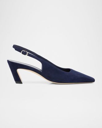 Stuart Weitzman 50mm Stassi Suede Slingback Pumps