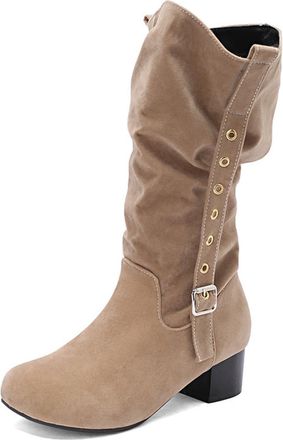 Generic Womens Edgy Ankle Boots with Double Buckle Straps Lace-Up Detail Chunky Platform Heels PU Leather Comfortable Anti-Slip Wear-Resistant for Daily Casua