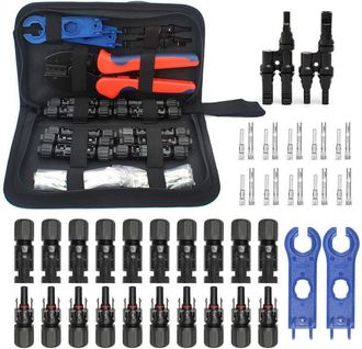 OEM Kit De Herramientas De Crimpado Para Paneles Solares: Una Crimpadora, 10 Pares De Conectores De Cable Solares Y Un Par De Conectores Solares En Y, 2 P