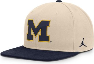Nike Jordan Mens Michigan Campus Prep Jordan Brand Dri-FIT College Adjustable Hat in Brown | JC120C38MWN-TRY
